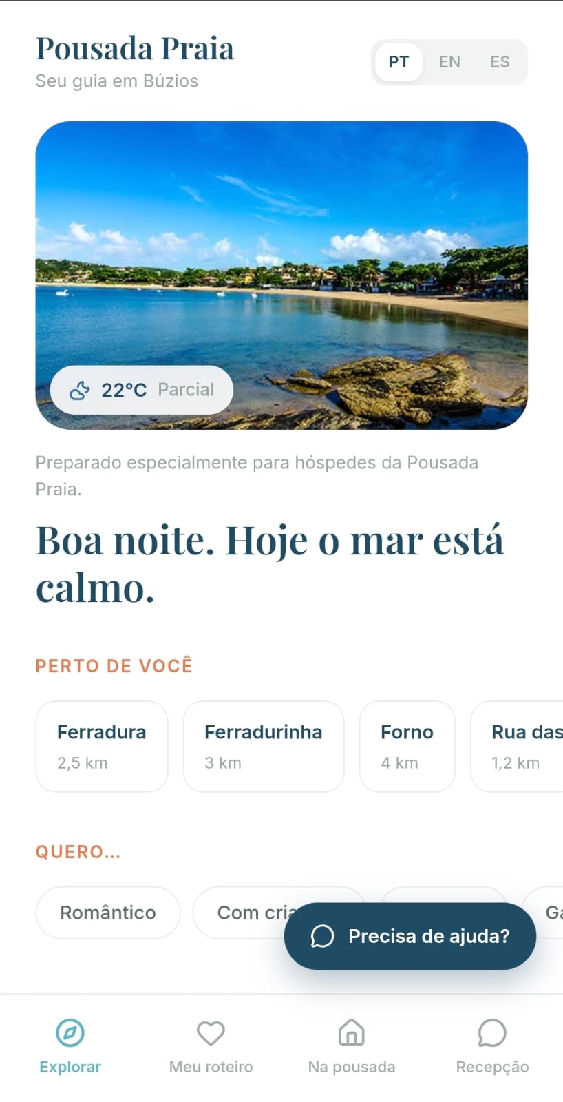 Tela do app Concierge Digital